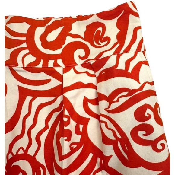 Merona Box Pleat Pencil Skirt Orange Abstract Pockets Straight Cotton Stretch XS - Picture 3 of 10